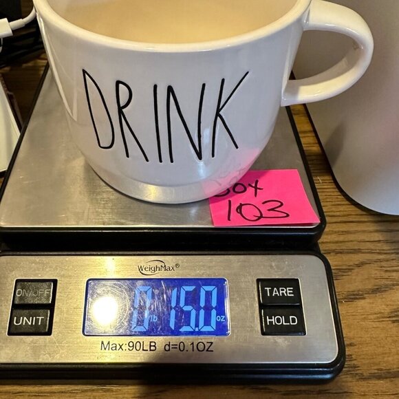 Rae Dunn DRINK Cappuccino Mug Wide Ceramic Large Coffee Cup Magenta LL Gift Whi - Picture 7 of 7